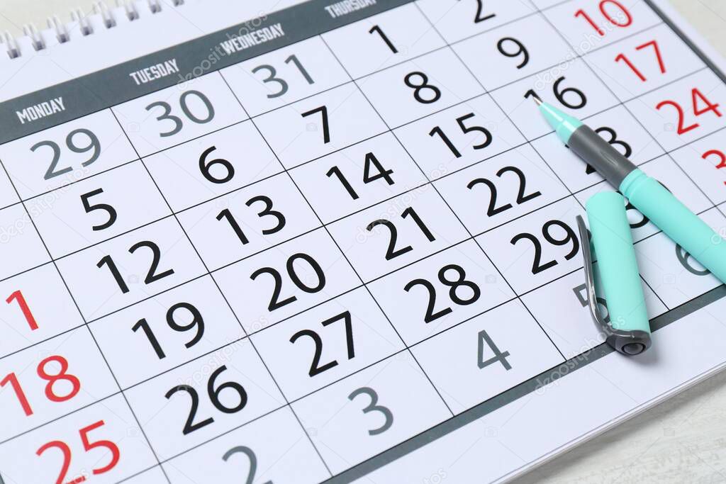 Kalender mit abgestimmten Terminen